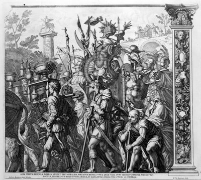 The Triumph of Caesar, Plate 6, engraved by Robert van Audenaerde by Andrea Mantegna